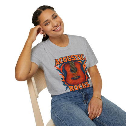 Acoustic Guitar T-Shirt — "Acoustic Rocks" Folk & Rock Tee