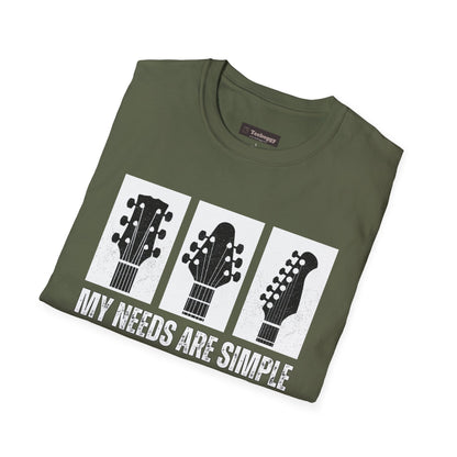Guitar Headstocks Tee — "My Needs Are Simple!"