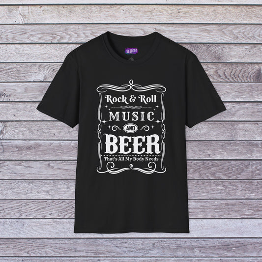 Rock & Roll Music Beer Softstyle T-Shirt