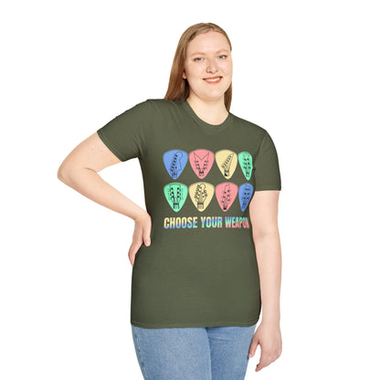 Guitar Plectrum T-Shirt - Choose Your Weapon