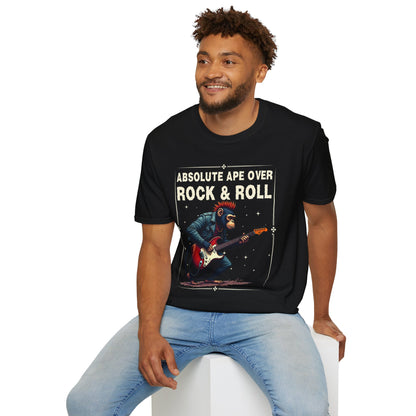 Funny Rocker Monkey Unisex T-Shirt - Absolute Ape Over Rock & Roll