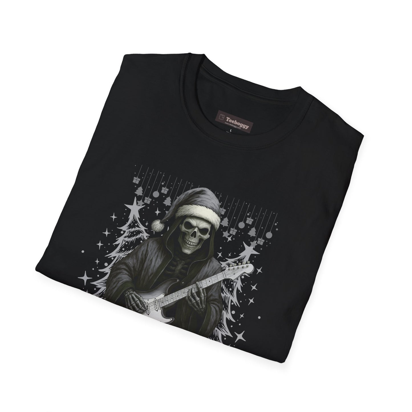 Merry Rocking Christmas Skeleton Santa T-Shirt