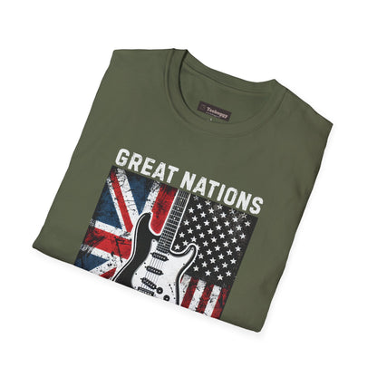 Great Nations Make Great Rock and Roll T-Shirt — USA & UK Flag Rock Tee