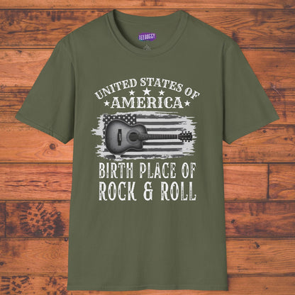 Graphic Tee USA Rock and Roll Acoustic Guitar T-Shirt