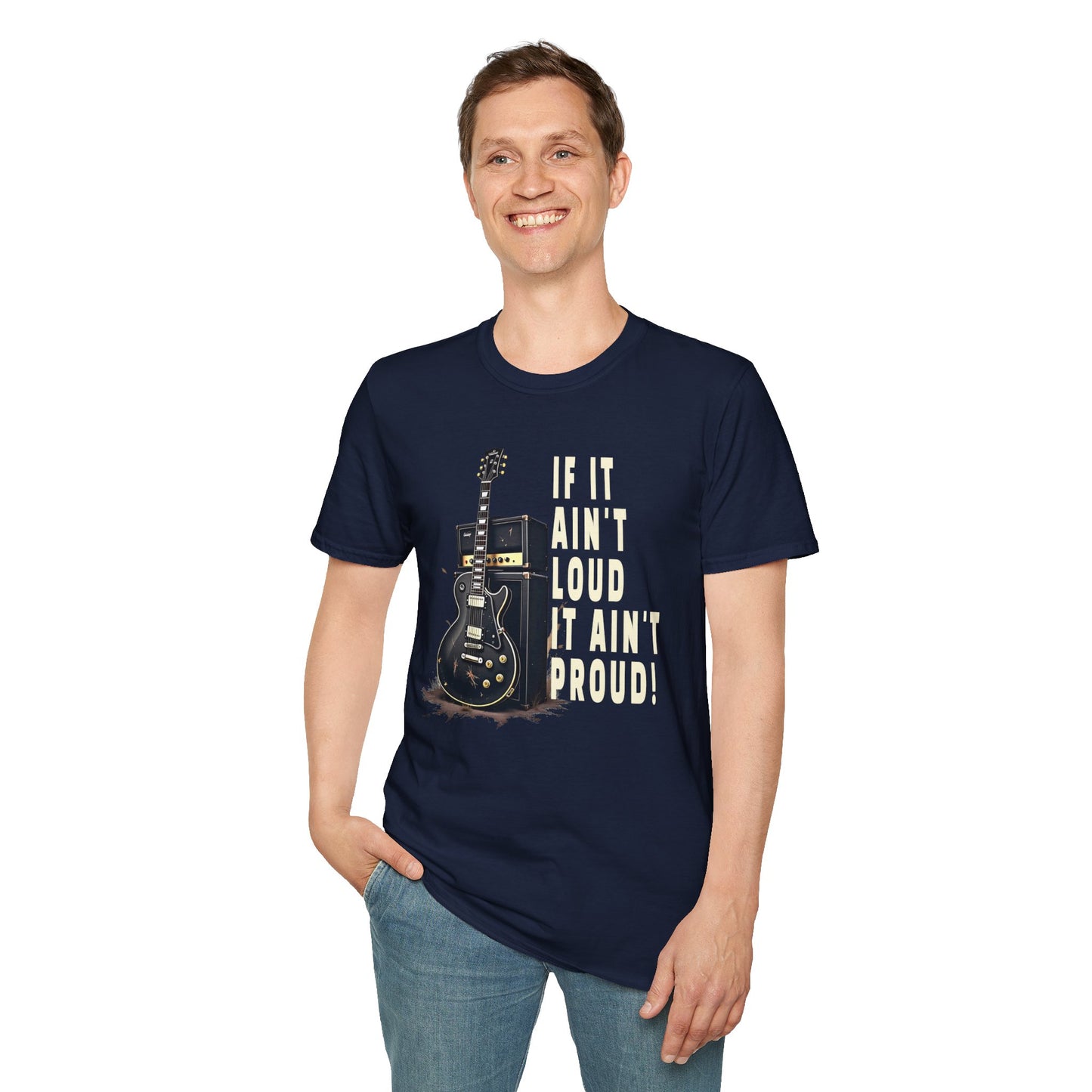 Guitar Amp Image and Slogan Unisex Softstyle T-Shirt