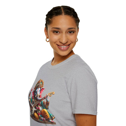 Ganesh Playing Electric Guitar T-Shirt — Woodstock Vibes Spiritual Rock Tee