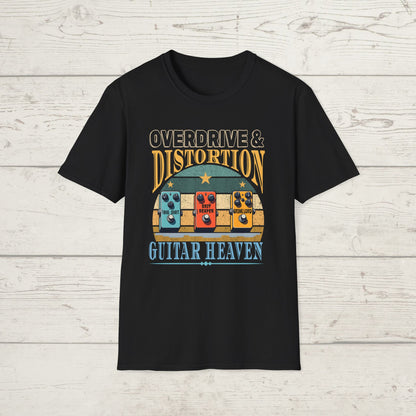 Guitar Pedals T-Shirt — "Overdrive and Distortion, Guitar Heaven"