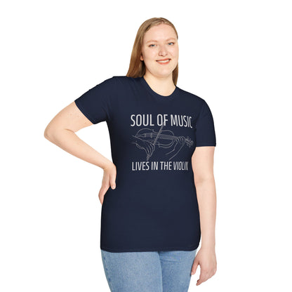 Violin Line Art Tee — "Soul of Music Lives in the Violin"