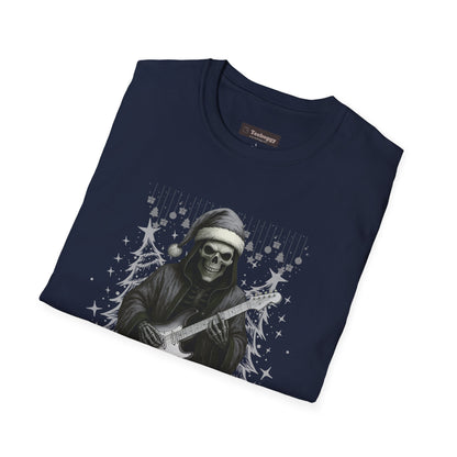Merry Rocking Christmas Skeleton Santa T-Shirt