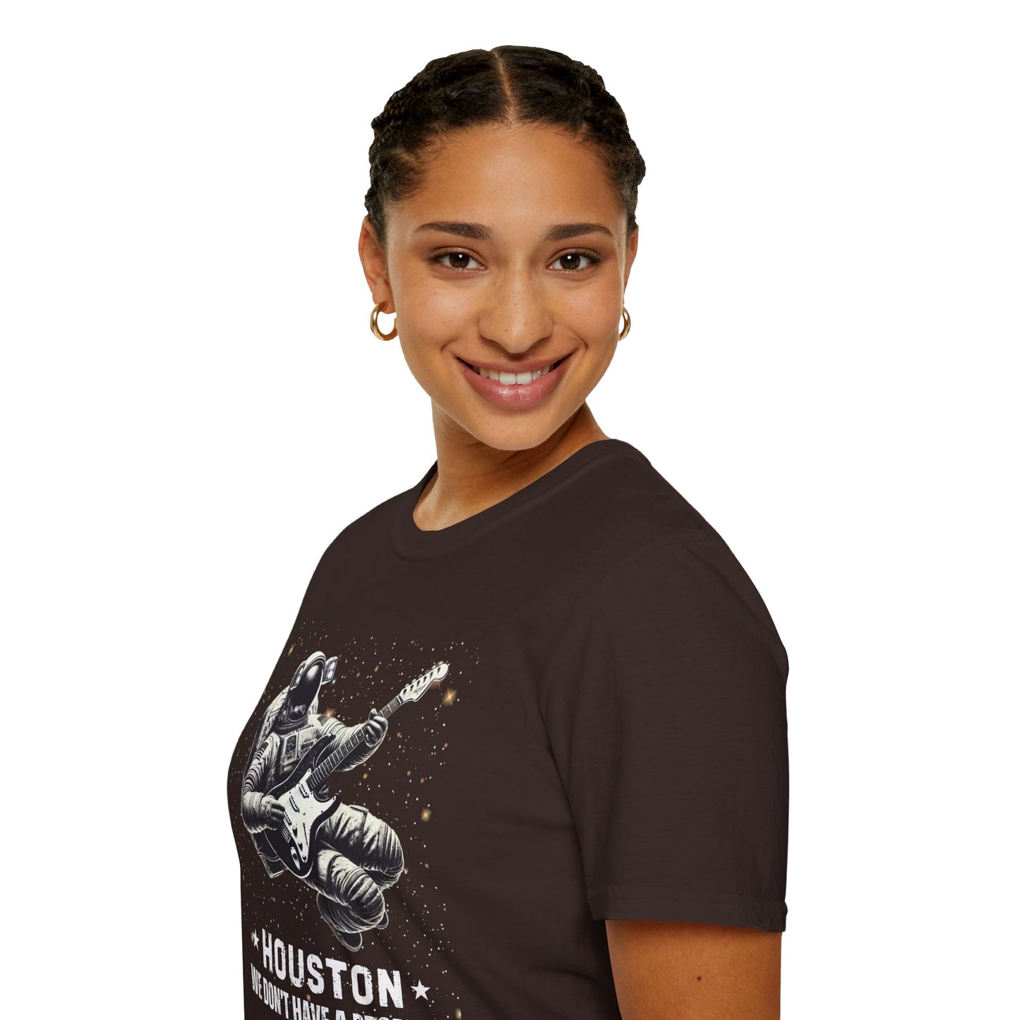Astronaut Playing Guitar T-Shirt — "Houston, We Don't Have a Problem!"
