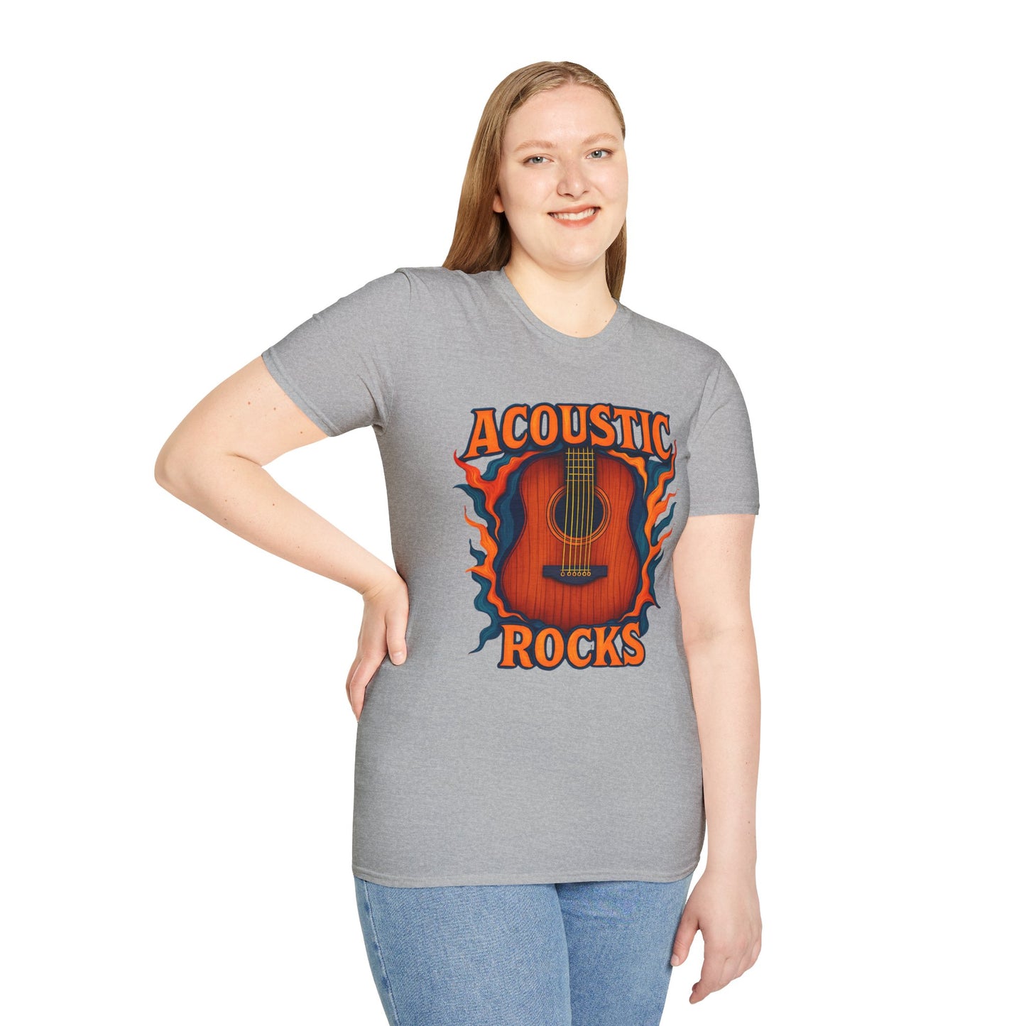 Acoustic Guitar T-Shirt — "Acoustic Rocks" Folk & Rock Tee
