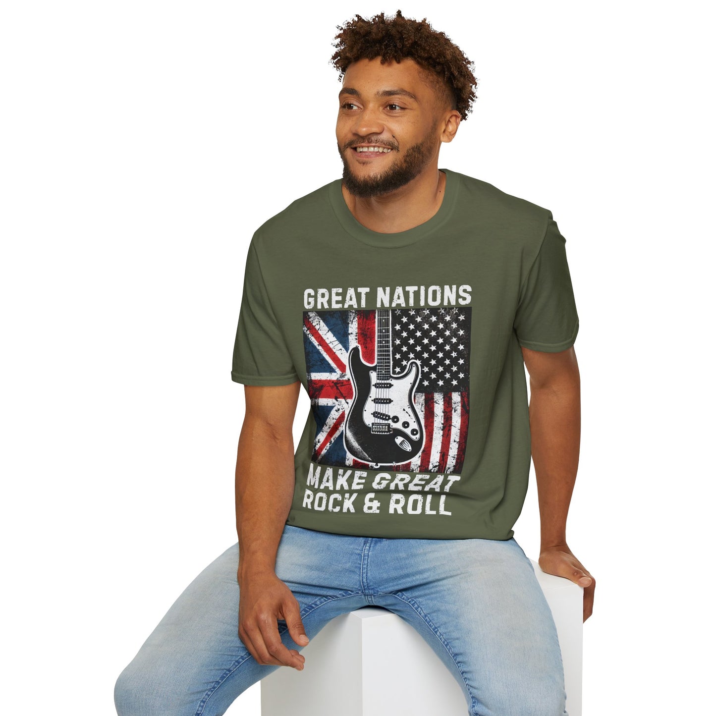 Graphic T-Shirt - UK & USA Flags - Great Nations Make Great Music