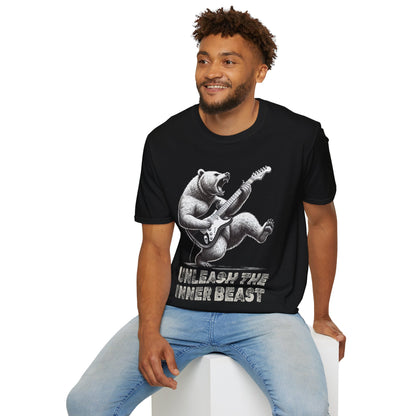 Graphic Tee Unleash the Inner Beast Grizzly Bear Rock Guitar T-Shirt