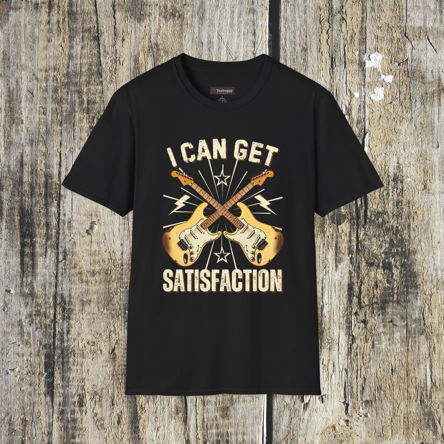 I Can Get Satisfaction T-Shirt — Stratocaster Guitar Rock Tee