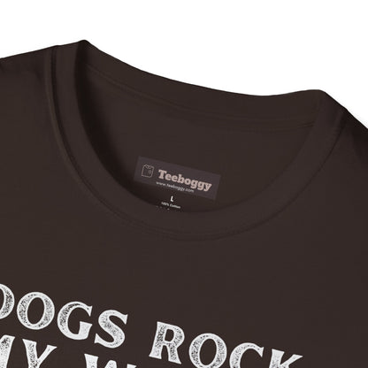 Dogs Rock My World, T-Shirt — Rock & Roll Dog Graphic Tee
