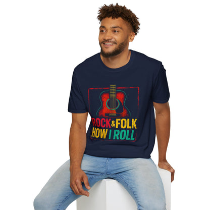 Rock & Folk How I Roll T-Shirt — Acoustic Guitar Music Tee
