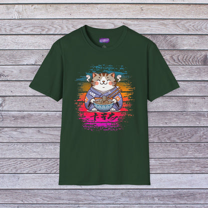 Cat Kimono T-Shirt with Love & Peace Japanese Calligraphy
