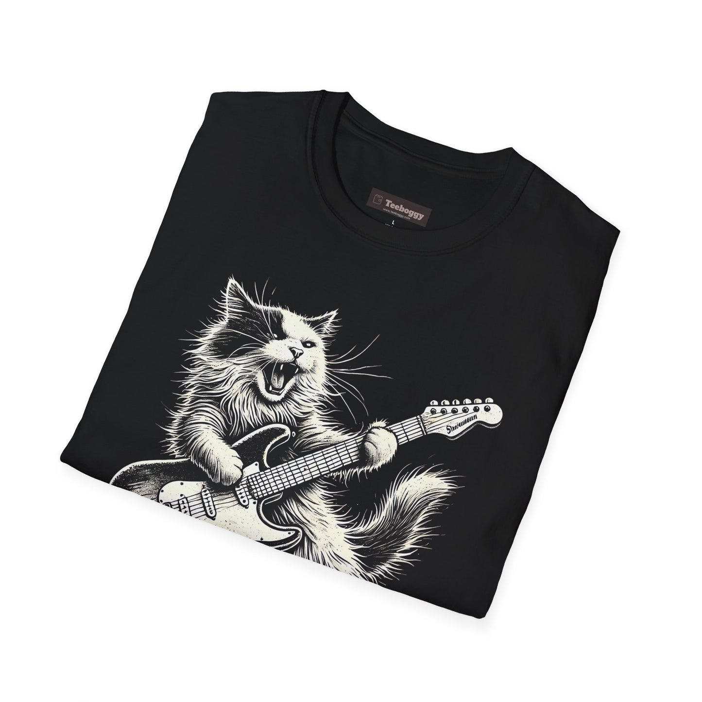 My Cat Rocks T-Shirt — Cat Playing Guitar Tee for Music Lovers