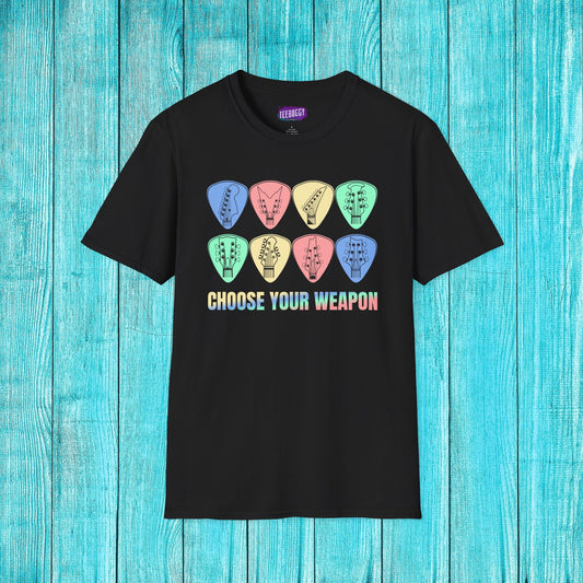 Guitar Plectrum T-Shirt - Choose Your Weapon