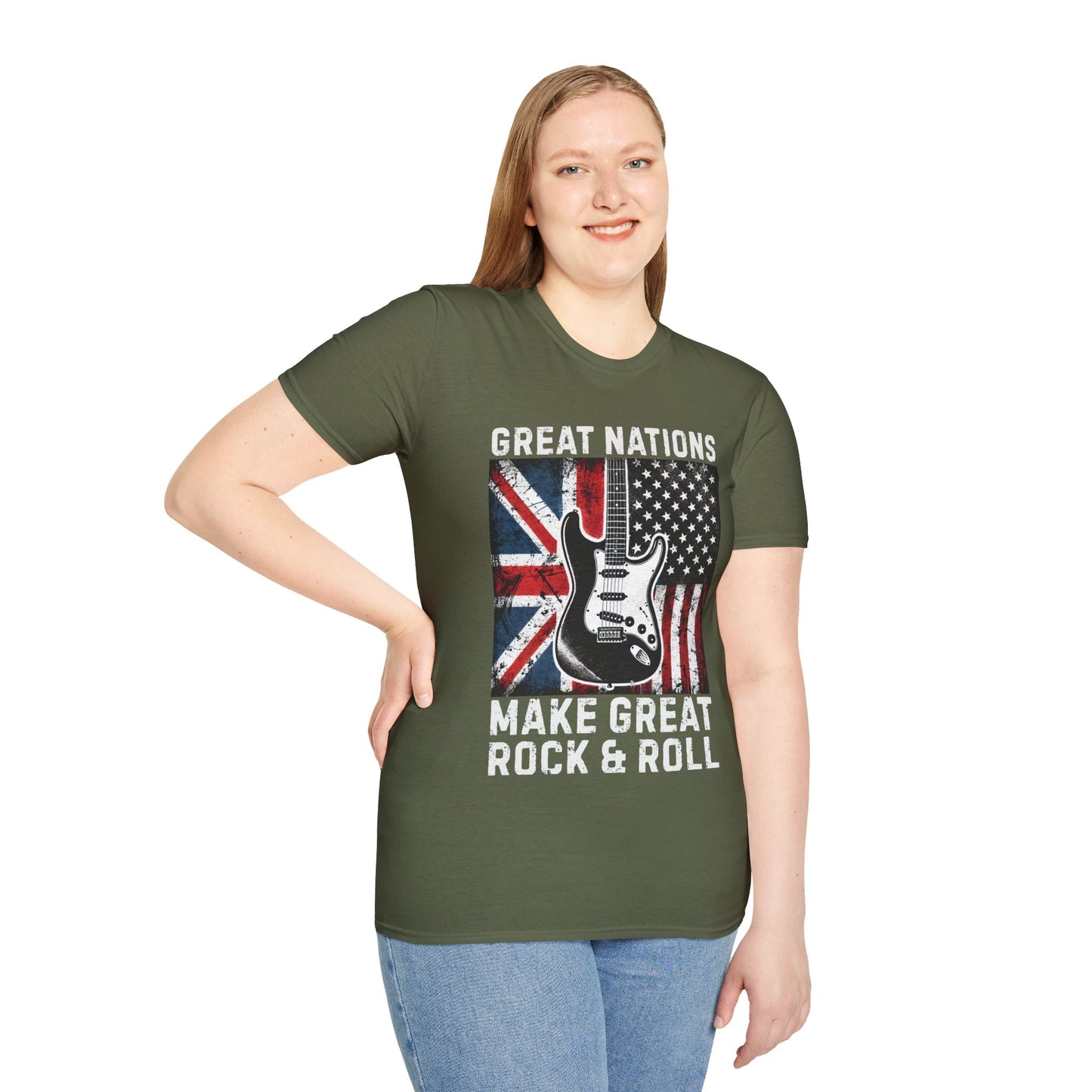 Graphic T-Shirt - UK & USA Flags - Great Nations Make Great Music
