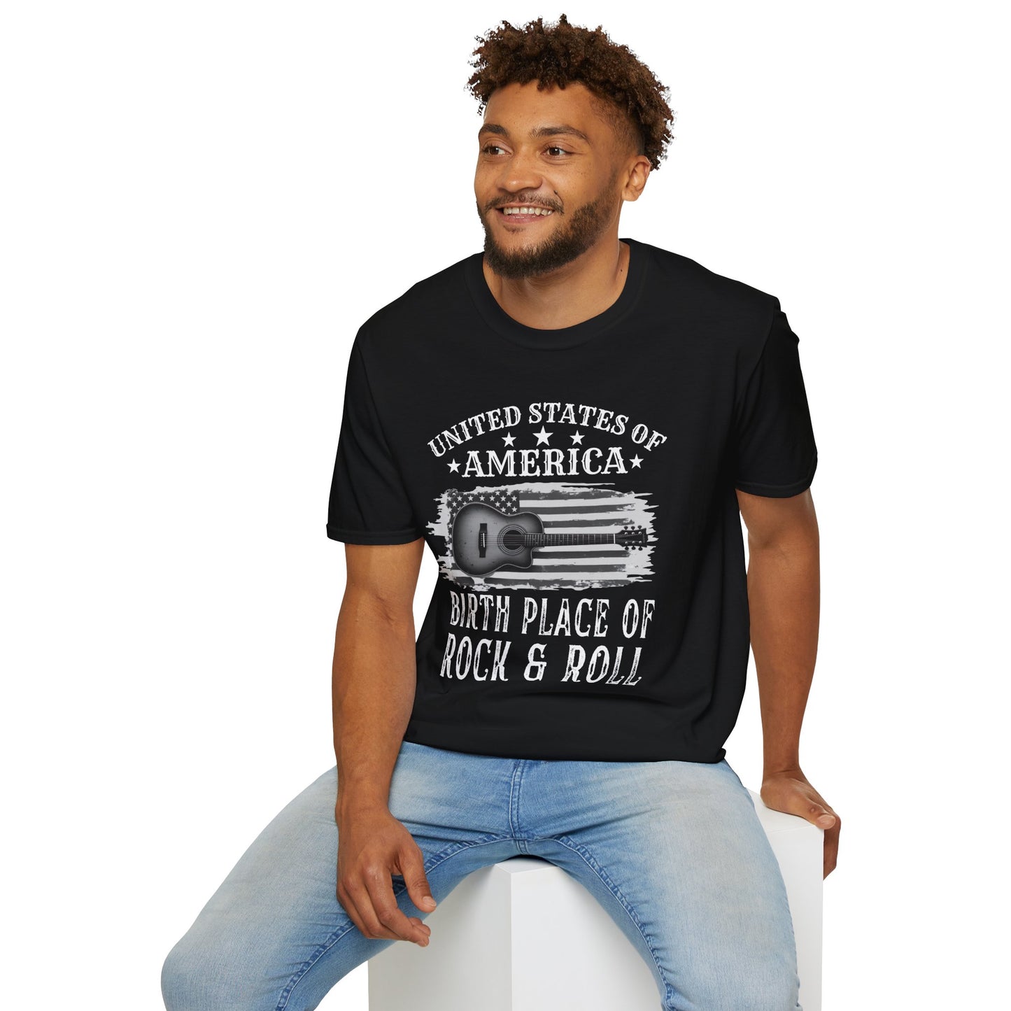 Graphic Tee USA Rock and Roll Acoustic Guitar T-Shirt