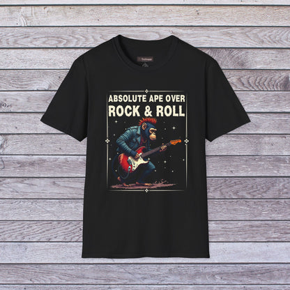 Rocker Chimp T-Shirt — "Absolute Ape, Over Rock and Roll"