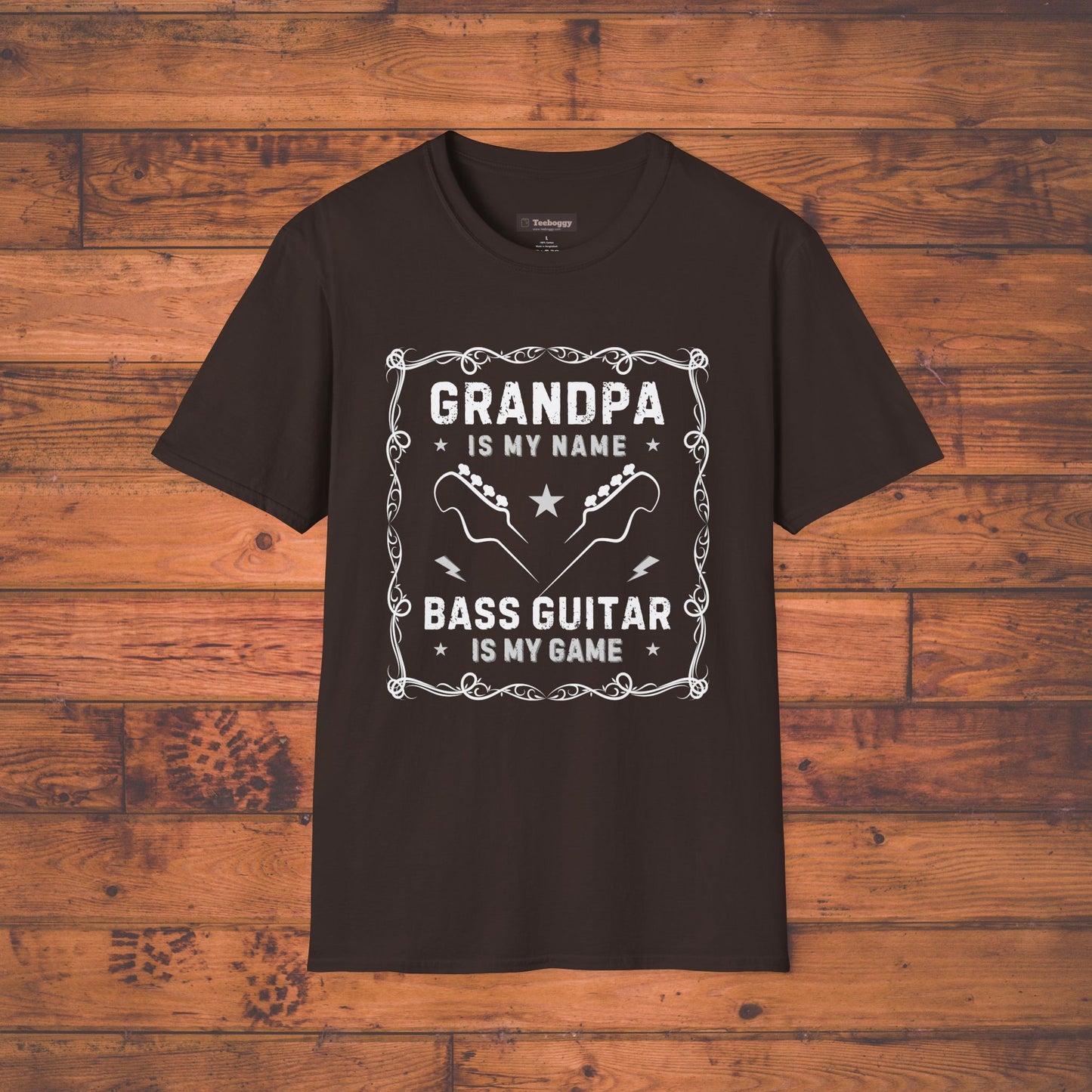 Grandpa Is My Name, Bass Guitar Is My Game T-Shirt — Bassist Grandpa Tee