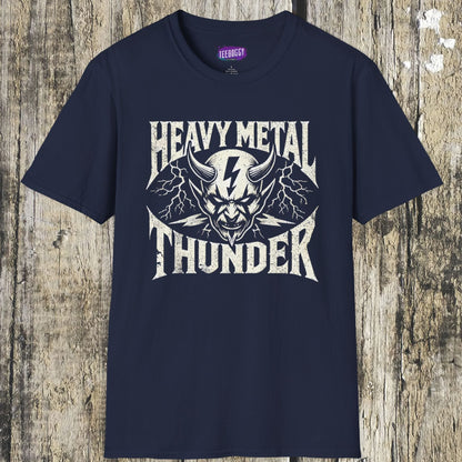 Heavy Metal T-Shirt with Devil's Horns & Thunder Bolt Design