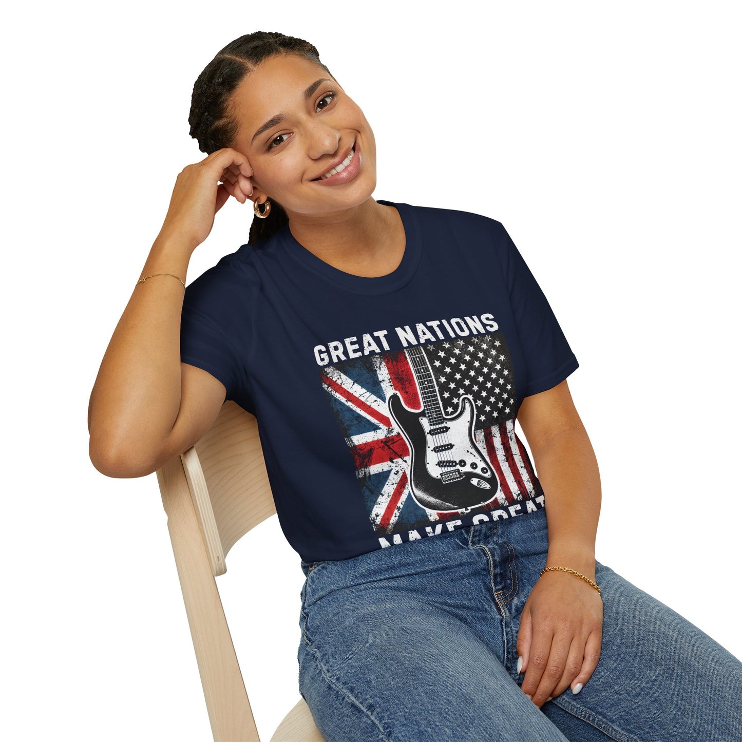 Graphic T-Shirt - UK & USA Flags - Great Nations Make Great Music