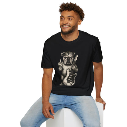 Bulldog Rock Rebel T-Shirt — Guitar-Slinging Middle Finger Design