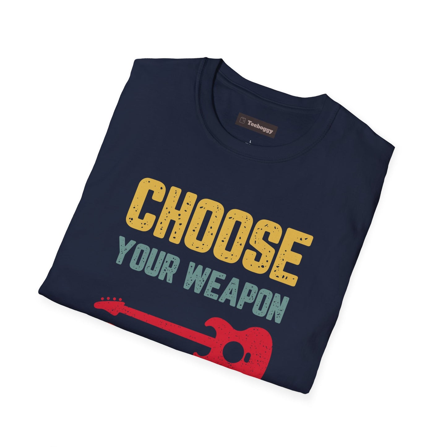 Guitar T-Shirt with 'Choose Your Weapon' Slogan