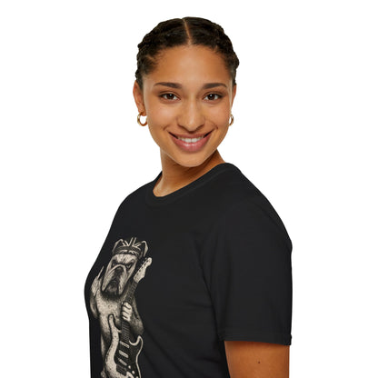 Bulldog Rock Rebel T-Shirt — Guitar-Slinging Middle Finger Design
