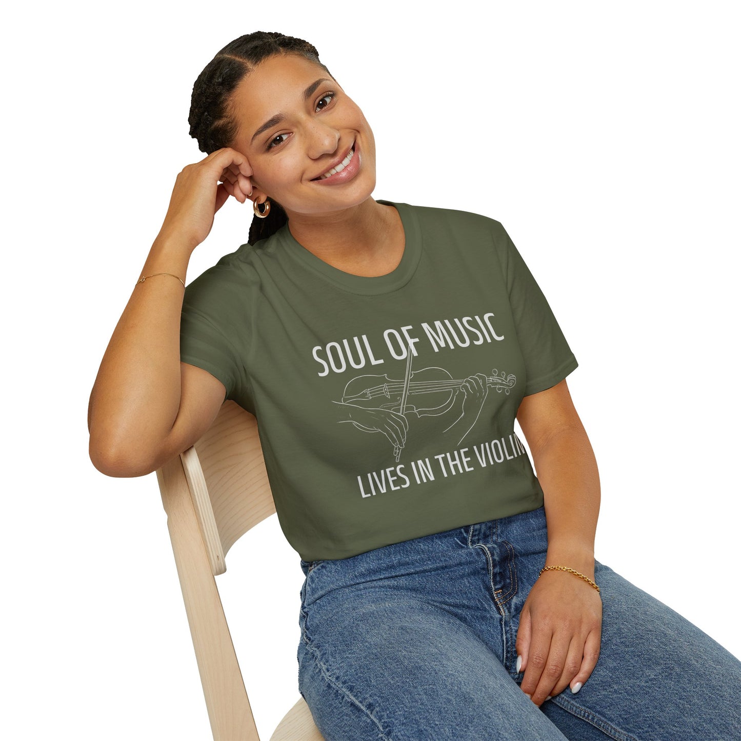 Violin Line Art Tee — "Soul of Music Lives in the Violin"
