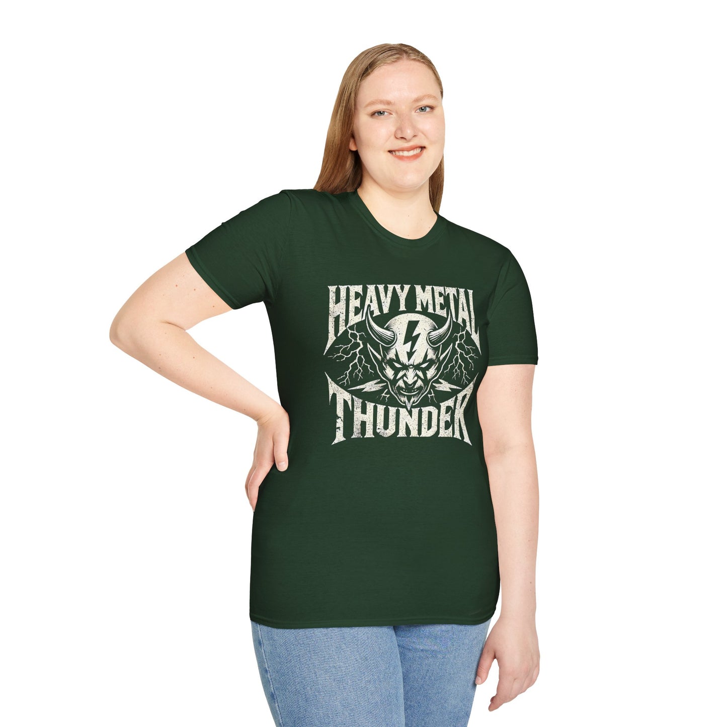 Heavy Metal T-Shirt with Devil's Horns & Thunder Bolt Design
