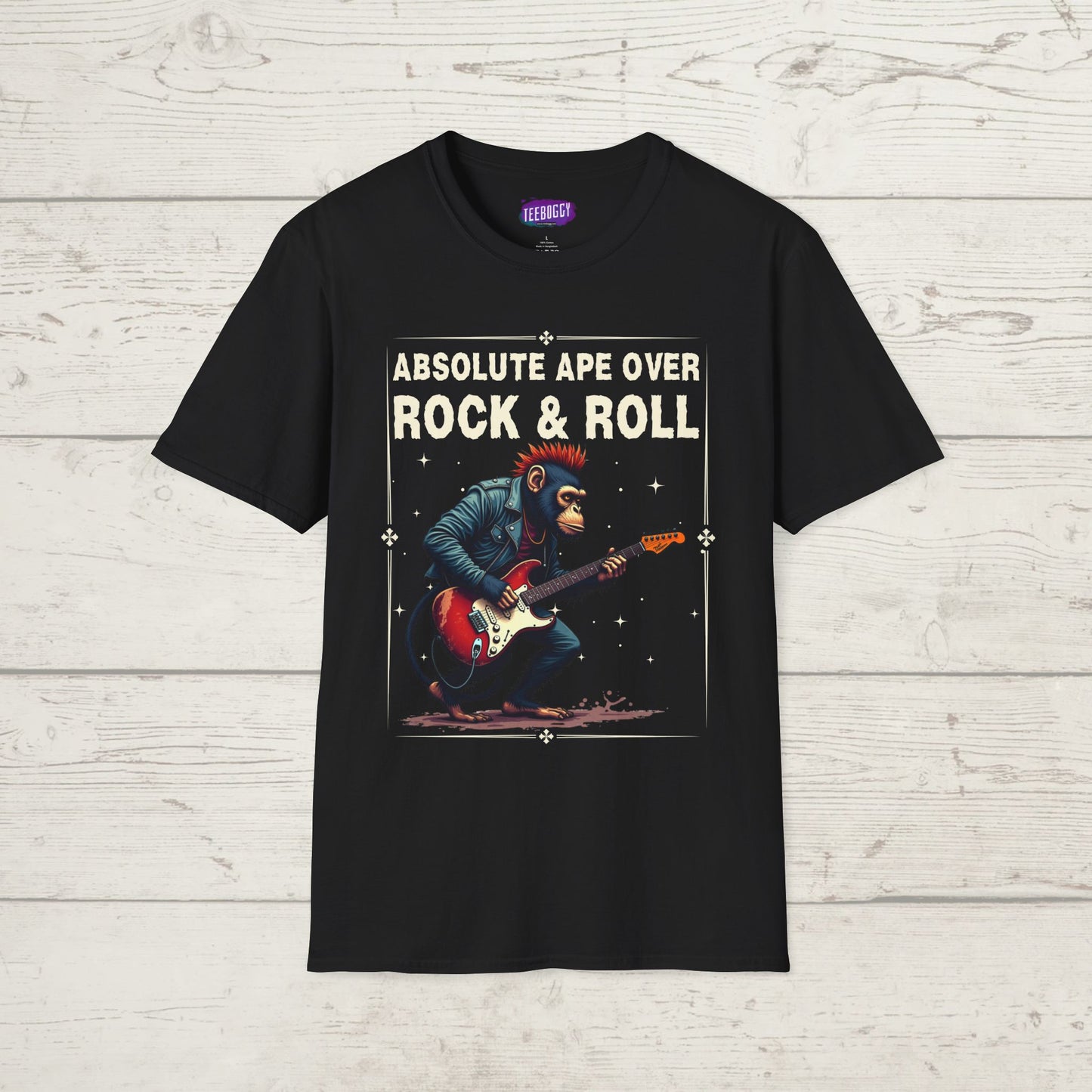 Funny Rocker Monkey Unisex T-Shirt - Absolute Ape Over Rock & Roll