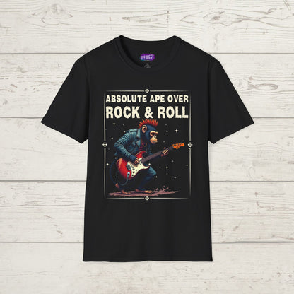 Funny Rocker Monkey Unisex T-Shirt - Absolute Ape Over Rock & Roll