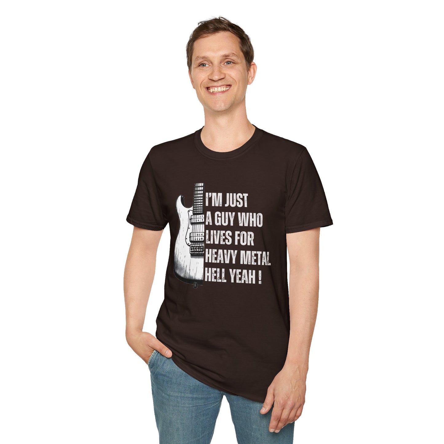I'm Just A Guy Who Lives For Heavy Metal T-Shirt — Rock Guitar Graphic Tee