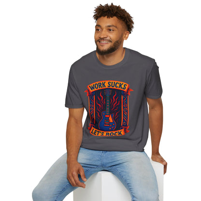 Rock Guitar T-Shirt - Work Sucks, Let's Rock