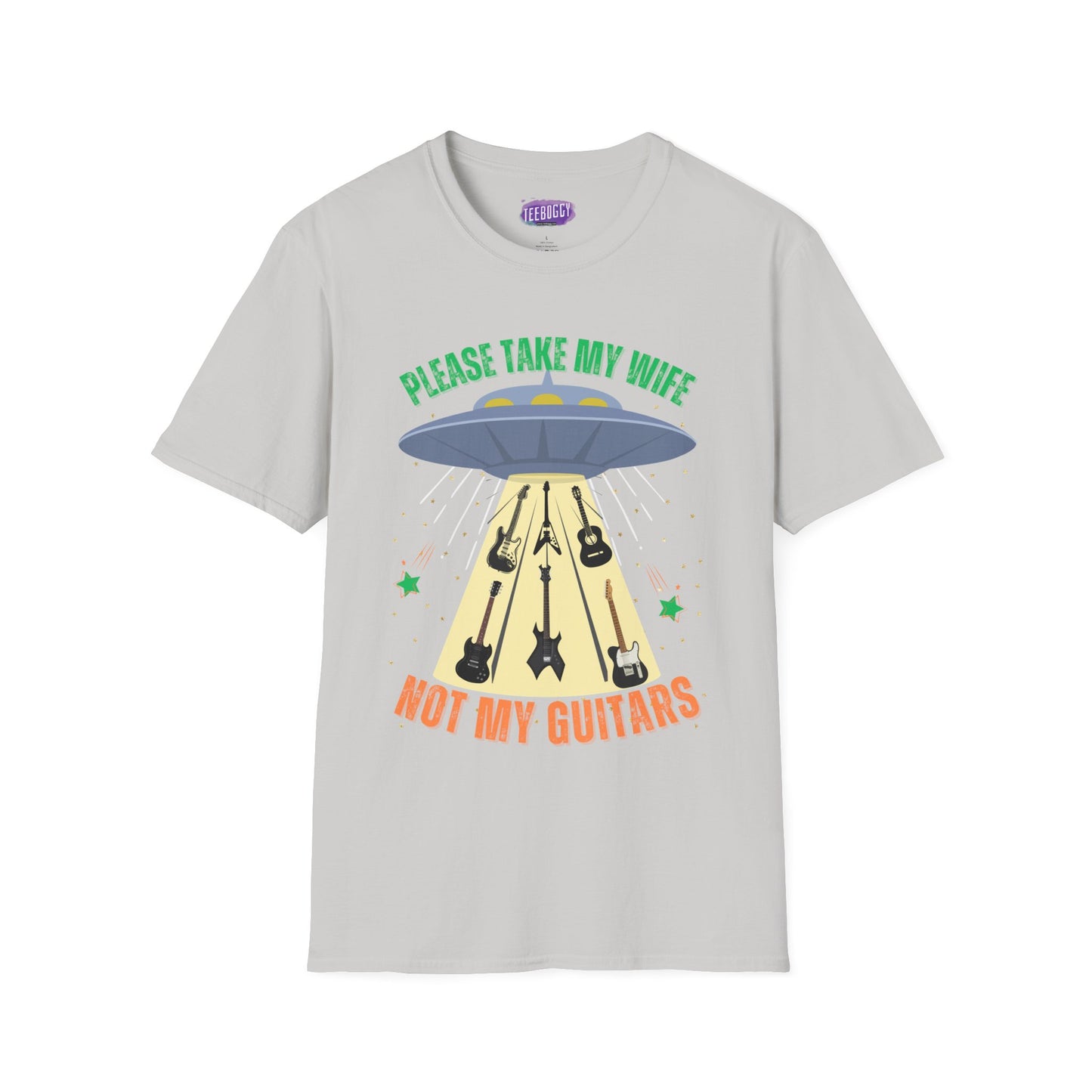 Alien Spaceship Abducting Guitars T-Shirt