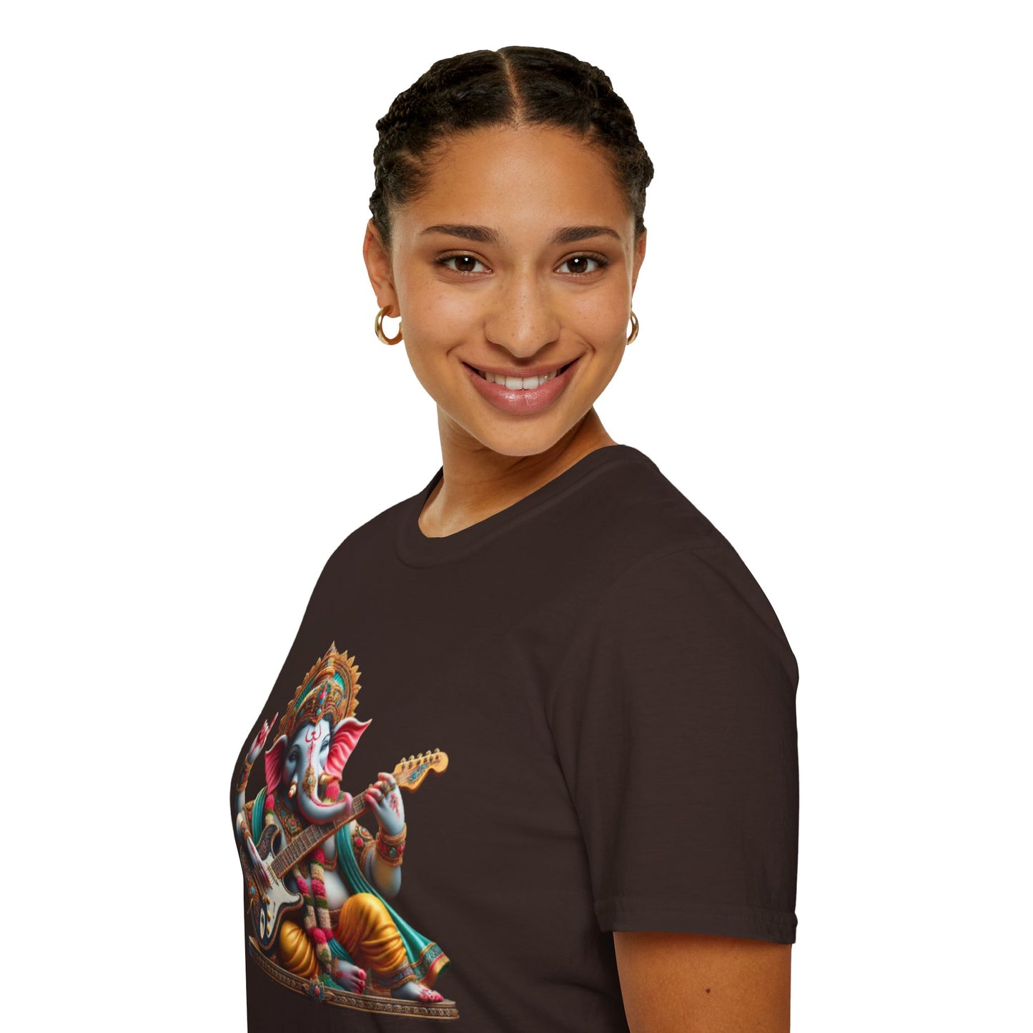Ganesh Playing Electric Guitar T-Shirt — Woodstock Vibes Spiritual Rock Tee