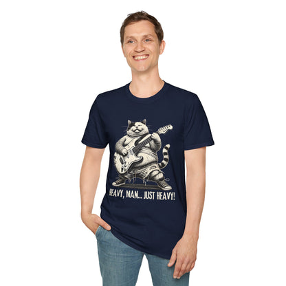 Funny Rocker Fat Cat T-Shirt – “Heavy Man… Just Heavy!”
