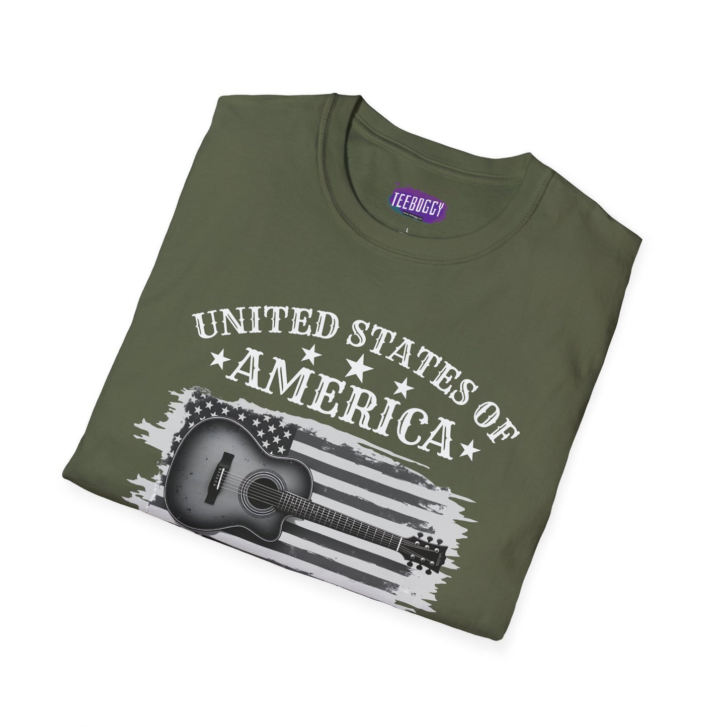 Graphic Tee USA Rock and Roll Acoustic Guitar T-Shirt