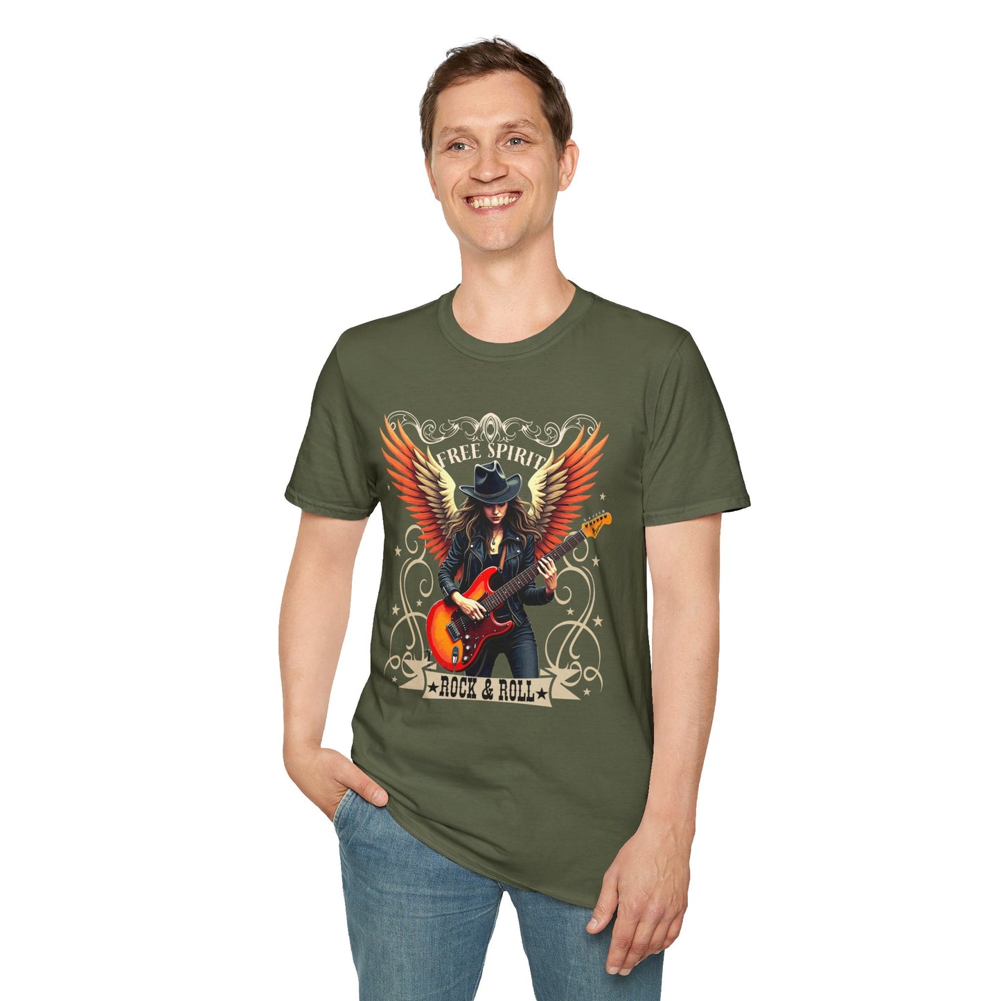 Rock & Roll Winged Guitar Girl T-Shirt