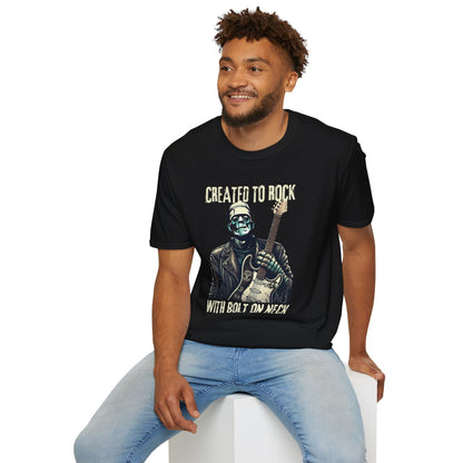 Crafted To Rock, With Bolt-on Neck, Frankenstein With Guitar, T-Shirt.