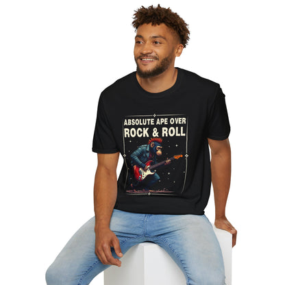 Rocker Chimp T-Shirt — "Absolute Ape, Over Rock and Roll"