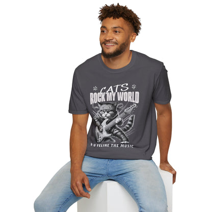 Rocker Cat T-Shirt - Cat Rock My World - R U Feline The Music