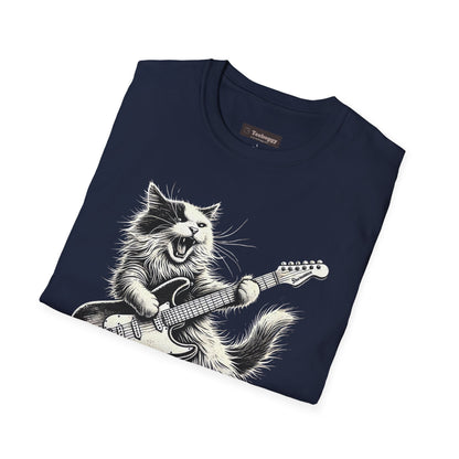 My Cat Rocks T-Shirt — Cat Playing Guitar Tee for Music Lovers