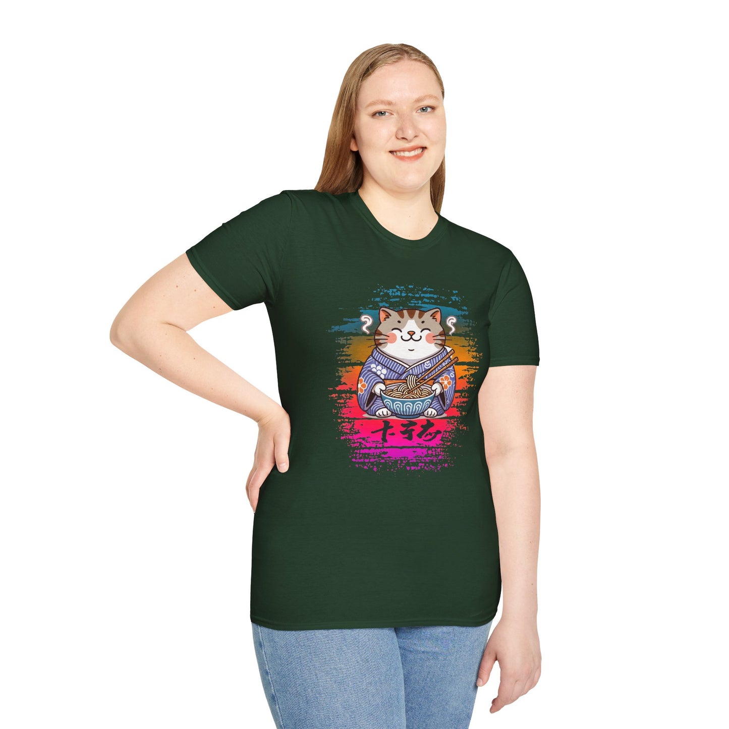 Cat Kimono T-Shirt with Love & Peace Japanese Calligraphy