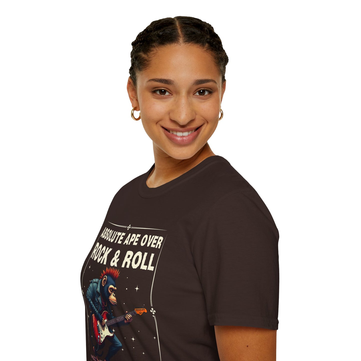 Rocker Chimp T-Shirt — "Absolute Ape, Over Rock and Roll"