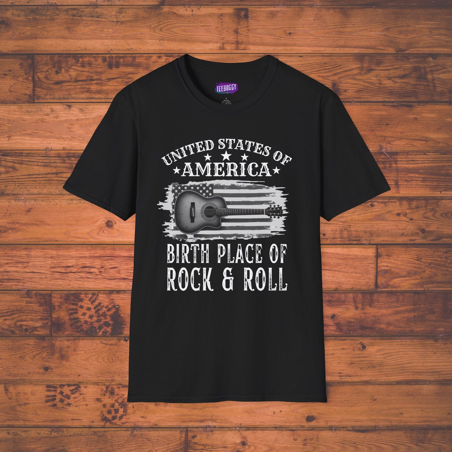 Graphic Tee USA Rock and Roll Acoustic Guitar T-Shirt